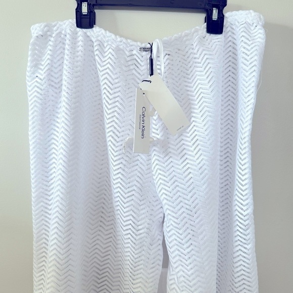 CALVIN KLEIN Women's Wide-Leg Beach Cover-Up Pants, Chevron Wide Leg M, L - Picture 7 of 15